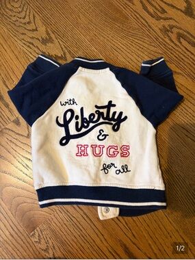 GAP Navy and White 'Liberty & Hugs' Kids Jacket